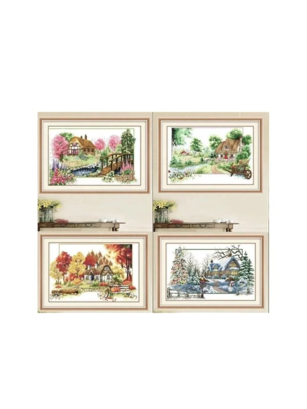 Spring Summer Fall & Winter Counted Cross Stitch Kits New w DMC Floss
